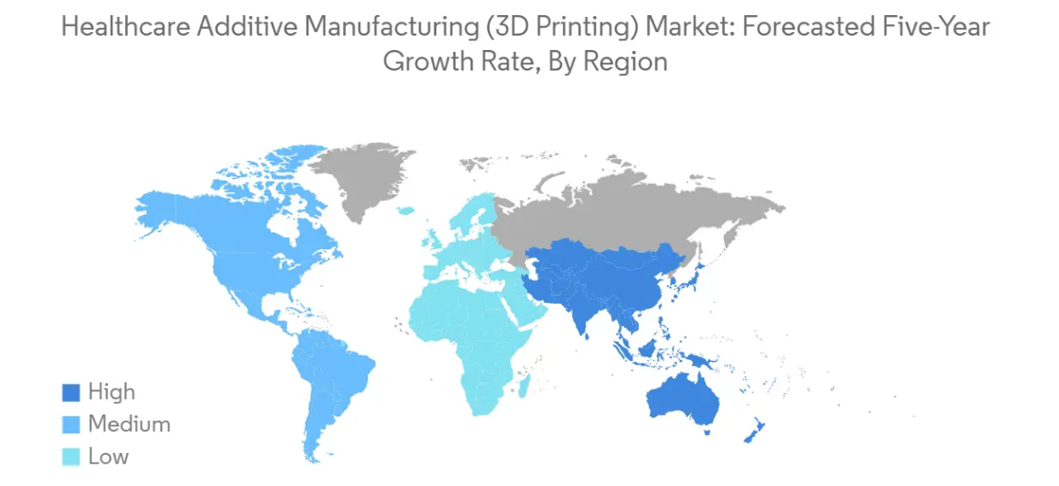 Market Analysis of Healthcare Additive Manufacturing (3D Printing) Market: Forecasted Growth Rate by Region